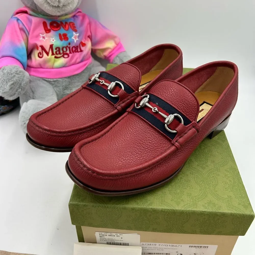 Men's Gucci horse bit web striped loafer size 9 fit 10 US made in Italy